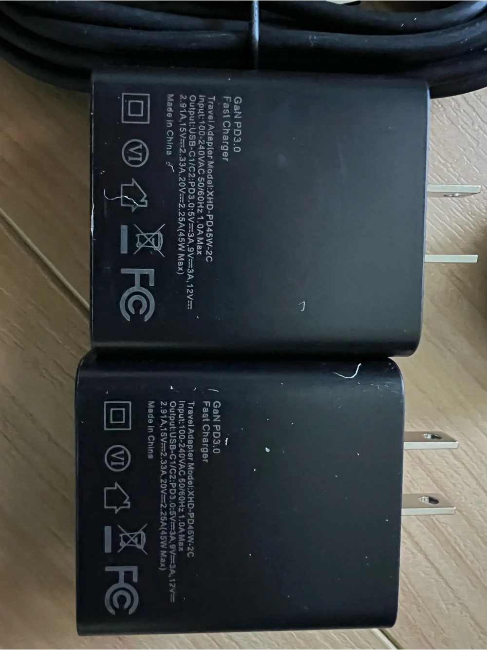 Pair of Black USB-C Fast Chargers with Cables